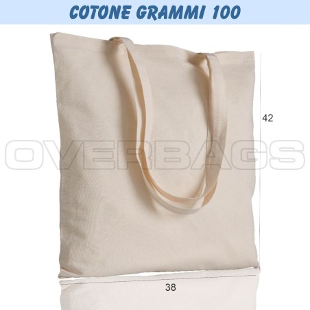 BORSA SHOPPER SACCHETTO DI COTONE VARIE GRAMMATURE CM 38X42