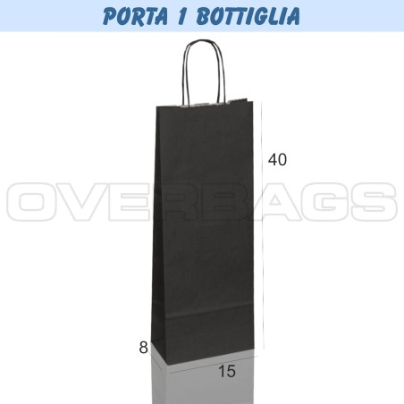 BORSA SHOPPER SACCHETTO DI CARTA PORTA BOTTIGLIA MANICO CORDINO