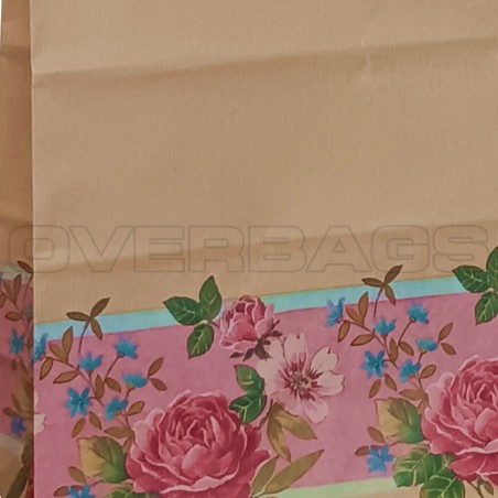 BORSA SHOPPER SACCHETTO DI CARTA MANICO PIATTINA FANTASIA ROSE