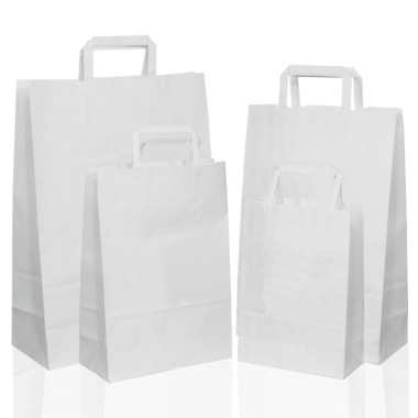 BORSA SHOPPER SACCHETTO DI CARTA MANICO PIATTINA COLORE BIANCO