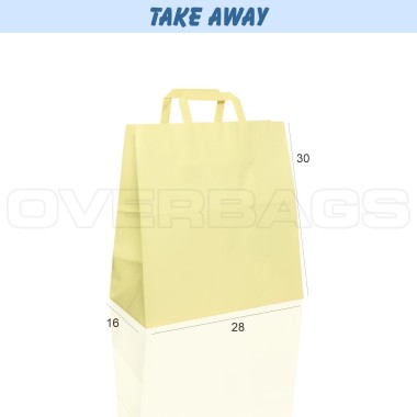 BORSA SHOPPER SACCHETTO TAKE AWAY DI CARTA MANICO PIATTINA COLORE CREMA