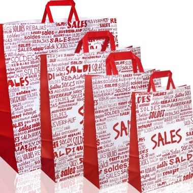 BORSA SHOPPER SACCHETTO DI CARTA MANICO PIATTINA COLORE BIANCO SALDI