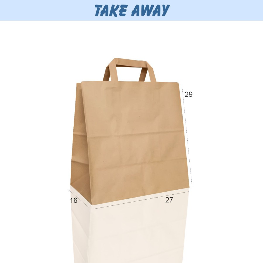 BORSA SHOPPER SACCHETTO TAKE AWAY DI CARTA MANICO PIATTINA COLORE AVANA