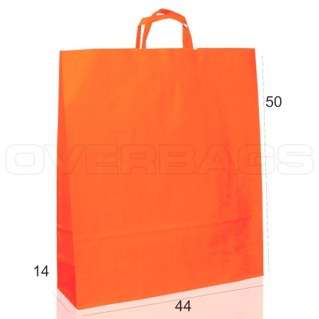 BORSA SHOPPER SACCHETTO DI CARTA MANICO PIATTINA COLORE ARANCIO