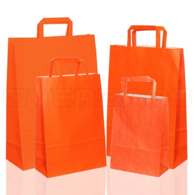 BORSA SHOPPER SACCHETTO DI CARTA MANICO PIATTINA COLORE ARANCIO