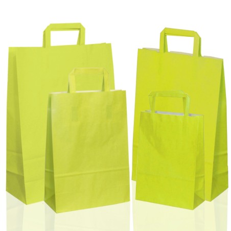 BORSA SHOPPER SACCHETTO DI CARTA MANICO PIATTINA COLORE VERDE MELA