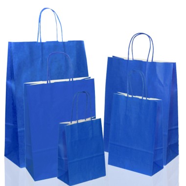 BORSA SHOPPER SACCHETTO DI CARTA MANICO CORDINO COLORE AZZURRO