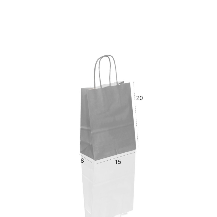 BORSA SHOPPER SACCHETTO DI CARTA MANICO CORDINO COLORE GRIGIO