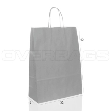 BORSA SHOPPER SACCHETTO DI CARTA MANICO CORDINO COLORE GRIGIO