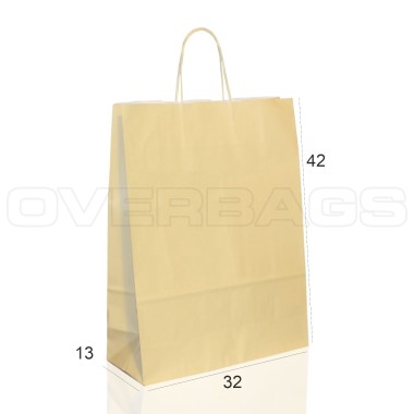 BORSA SHOPPER SACCHETTO DI CARTA MANICO CORDINO COLORE BEIGE