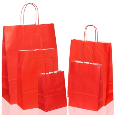 BORSA SHOPPER SACCHETTO DI CARTA MANICO CORDINO COLORE ROSSO