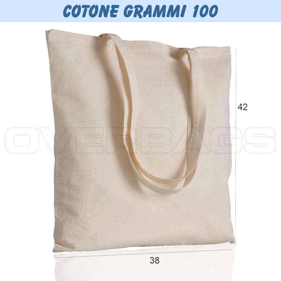 BORSA SHOPPER SACCHETTO DI COTONE VARIE GRAMMATURE CM 38X42