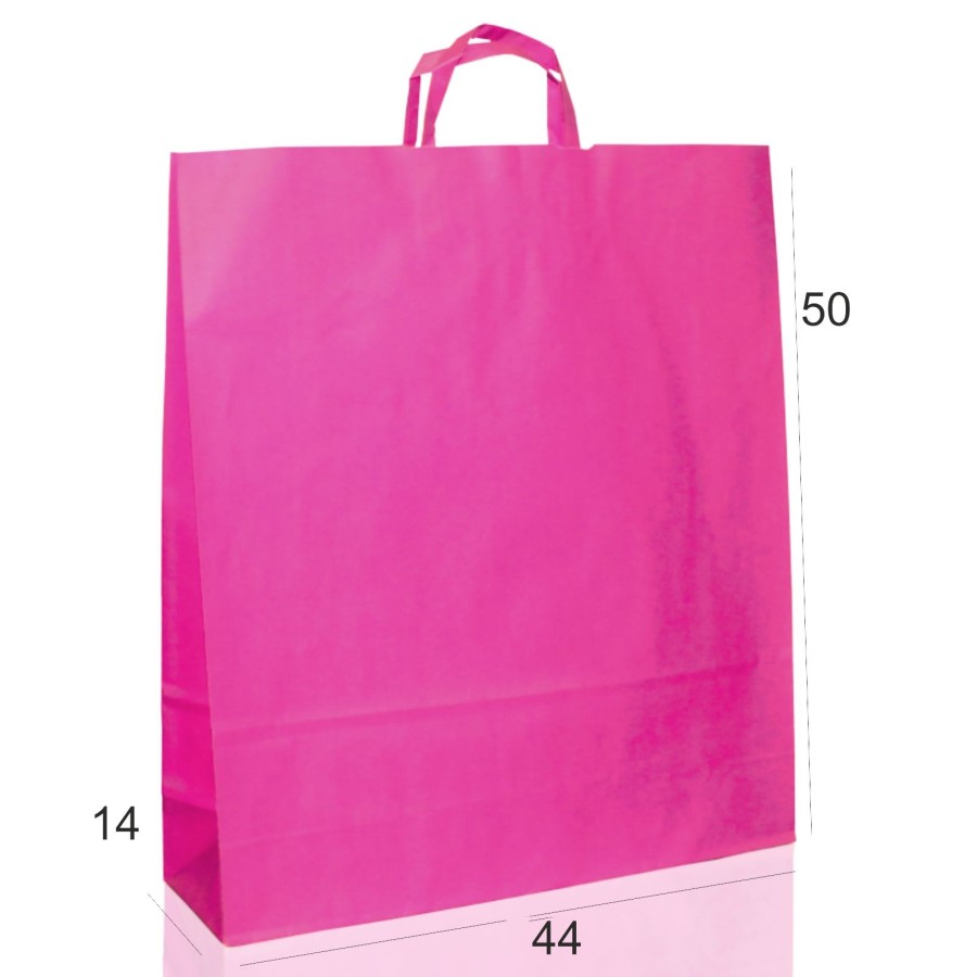 2PZ BORSA SHOPPER SACCHETTO DI CARTA MANICO PIATTINA COLORE FUCSIA