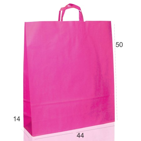 2PZ BORSA SHOPPER SACCHETTO DI CARTA MANICO PIATTINA COLORE FUCSIA