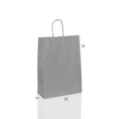 BORSA SHOPPER SACCHETTO DI CARTA MANICO CORDINO COLORE GRIGIO CM 23X10X32