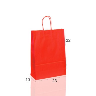 BORSA SHOPPER SACCHETTO DI CARTA MANICO CORDINO COLORE ROSSO CM 23X10X32