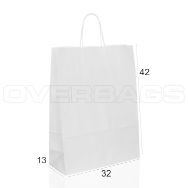 4PZ BORSA SHOPPER SACCHETTO DI CARTA MANICO CORDINO COLORE BIANCO CM  32X13X42