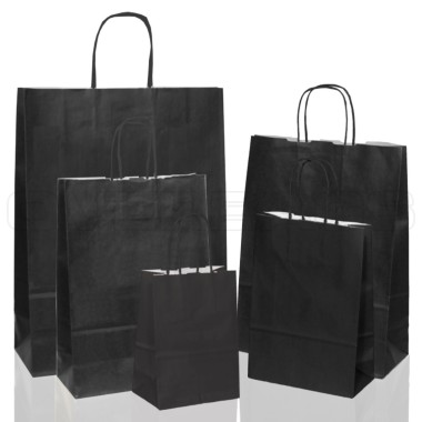 BORSA SHOPPER SACCHETTO DI CARTA MANICO CORDINO COLORE NERO