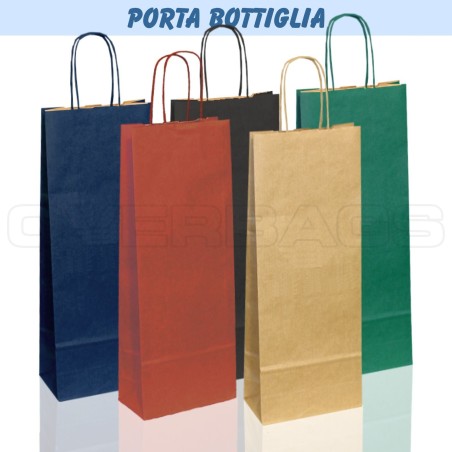 BORSA SHOPPER SACCHETTO DI CARTA PORTA BOTTIGLIA MANICO CORDINO