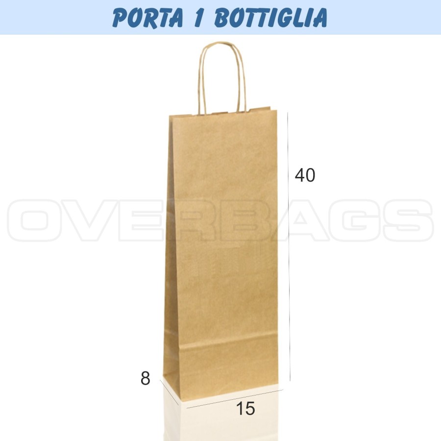 BORSA SHOPPER SACCHETTO DI CARTA PORTA BOTTIGLIA MANICO CORDINO