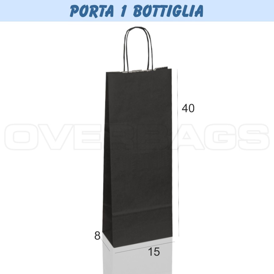 BORSA SHOPPER SACCHETTO DI CARTA PORTA BOTTIGLIA MANICO CORDINO