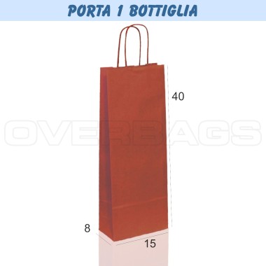 BORSA SHOPPER SACCHETTO DI CARTA PORTA BOTTIGLIA MANICO CORDINO