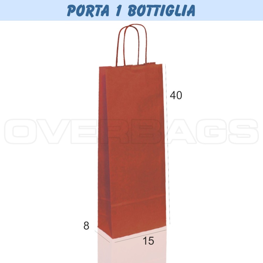 BORSA SHOPPER SACCHETTO DI CARTA PORTA BOTTIGLIA MANICO CORDINO