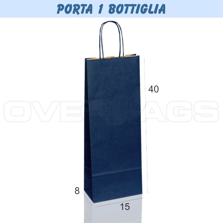 BORSA SHOPPER SACCHETTO DI CARTA PORTA BOTTIGLIA MANICO CORDINO