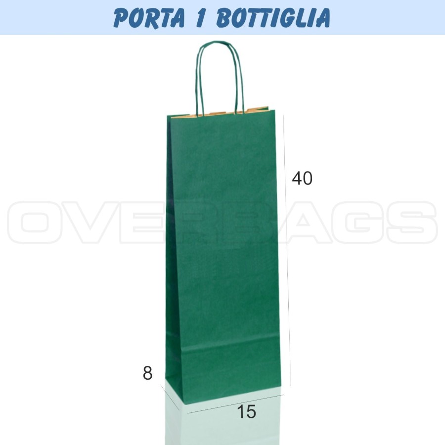 BORSA SHOPPER SACCHETTO DI CARTA PORTA BOTTIGLIA MANICO CORDINO