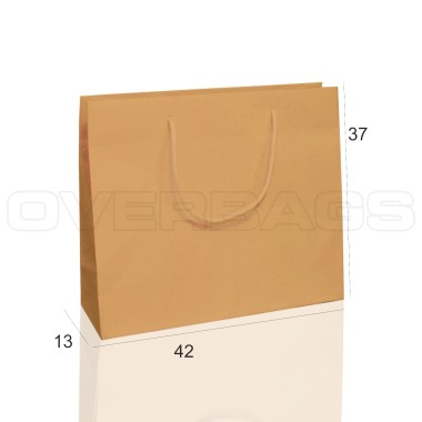 BORSA SHOPPER SACCHETTO DI CARTA MANICO CORDA COTONE COLORE AVANA SEALING