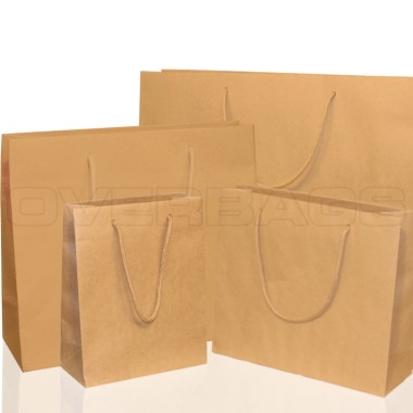 BORSA SHOPPER SACCHETTO DI CARTA MANICO CORDA COTONE COLORE AVANA SEALING